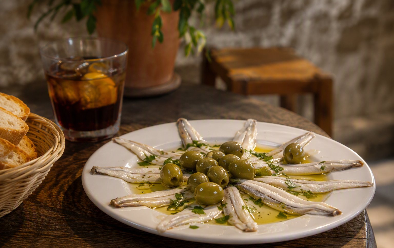Aceitunas y boquerones
